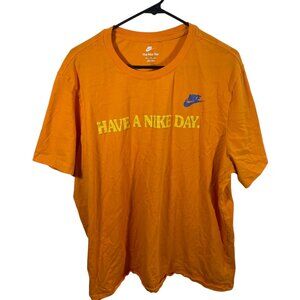 Nike Have A Nike Day T-Shirt Orange Earth Smile Mens 2XL Short Sleeve